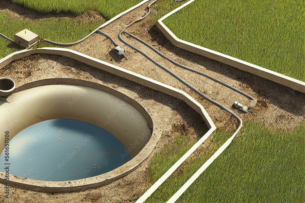 Septic tank system with sewage water collecting and filter outline