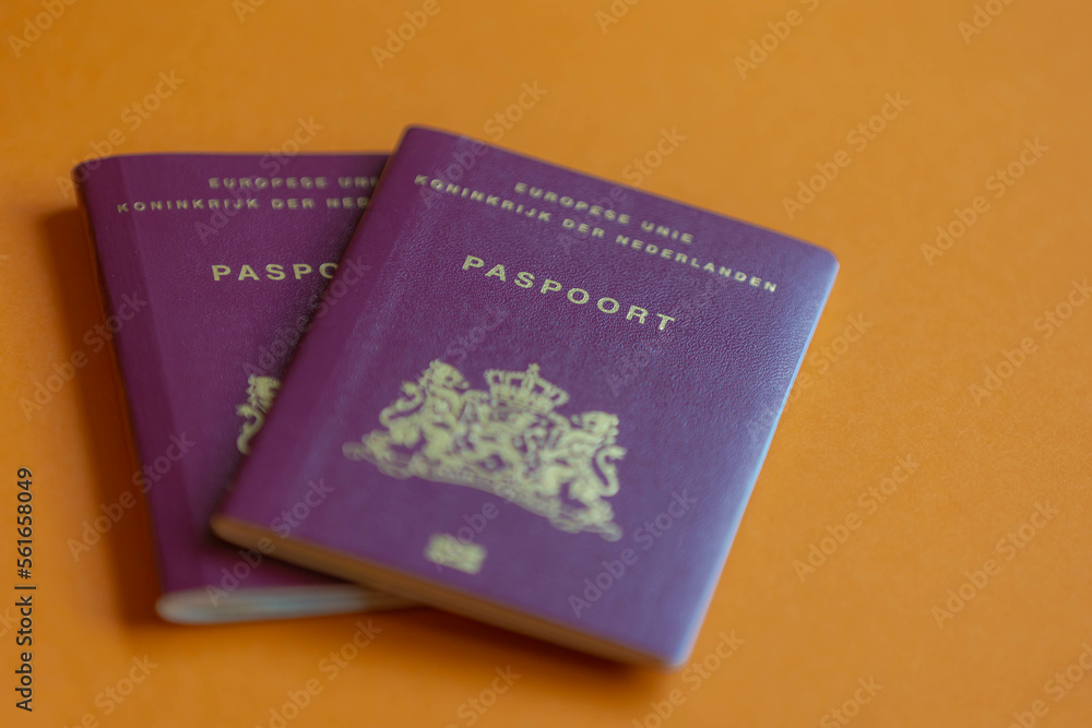 Traveling document and immigration concept, Selective focus of Dutch ...