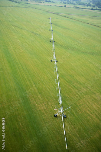 Aerial view of a large irrigation boom on a sod farm along the French Broad River outside Brevard, NC photo