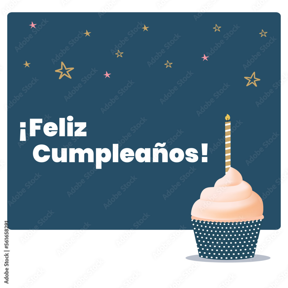 Feliz cumpleaños en español. Postal con: vector de stock (libre de  regalías) 2272011421