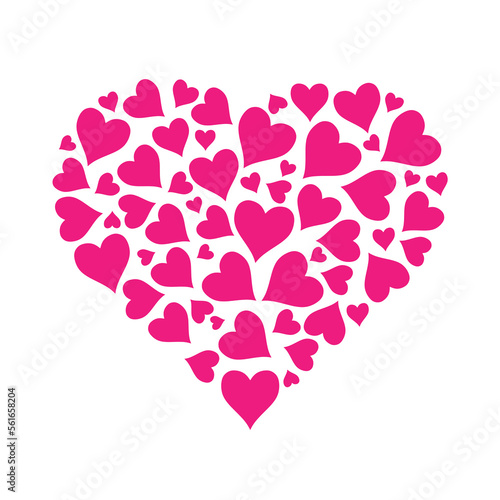 Many little hearts in one big heart. Valentine s day design. Vector Illustration