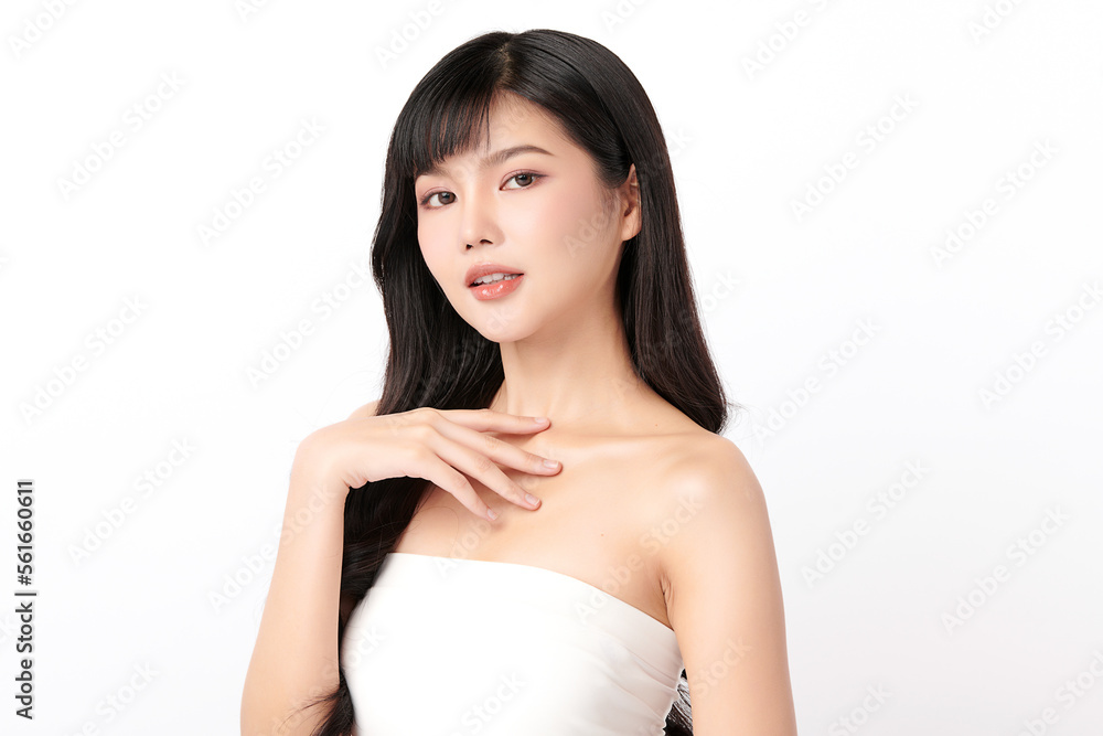 Beautiful young asian woman with clean fresh skin on white background, Face care, Facial treatment, Cosmetology, beauty and spa, Asian women portrait. Beautiful young asian woman with clean fresh skin on white background, Face care, Facial treatment, Cosmetology, beauty and spa, Asian women portrait.