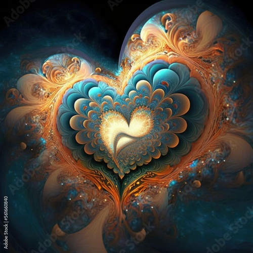 Blue Psychedelic Heart, AI Generated Image of  Ocean and Sky Inspired Love, The Earth is My Valentine