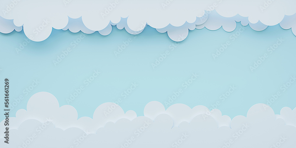 sky and clouds background mid day stomach paper cut art 3D illustration sky and clouds background mid day stomach paper cut art 3D illustration