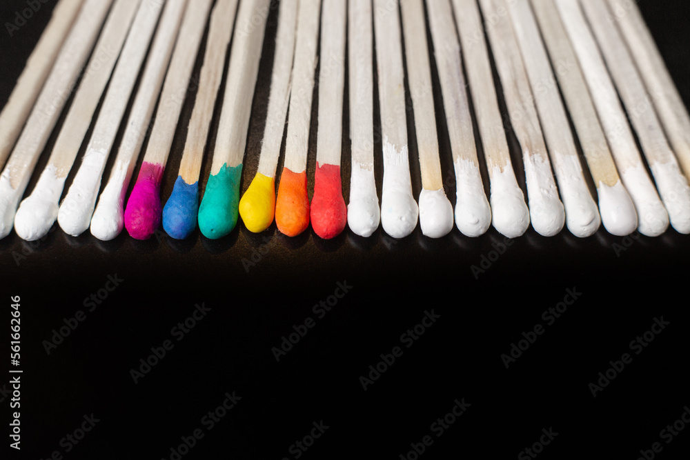 The concept of diversity and inclusiveness. Multicolored matches. The concept of diversity and inclusiveness. Multicolored matches.