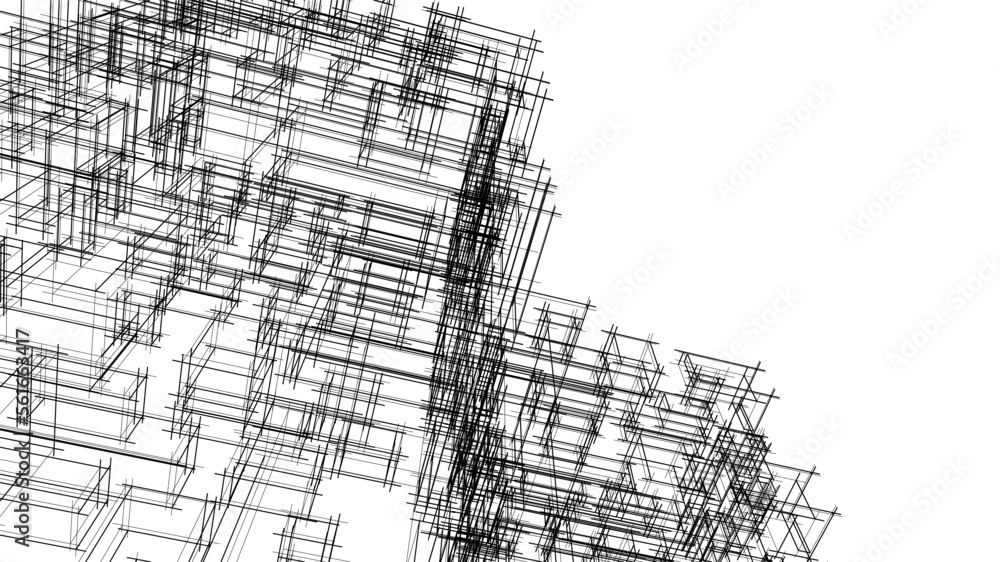 Linear architectural drawing vector illustration Linear architectural drawing vector illustration