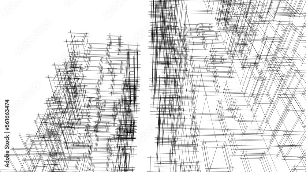 Linear architectural drawing vector illustration Linear architectural drawing vector illustration