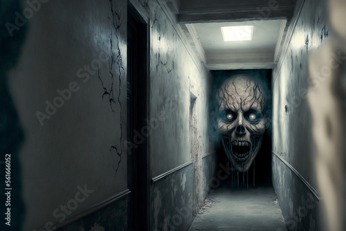 Ghostly apparition in corridor AI generative	