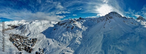 Snow landscape in Tignes France alps 
