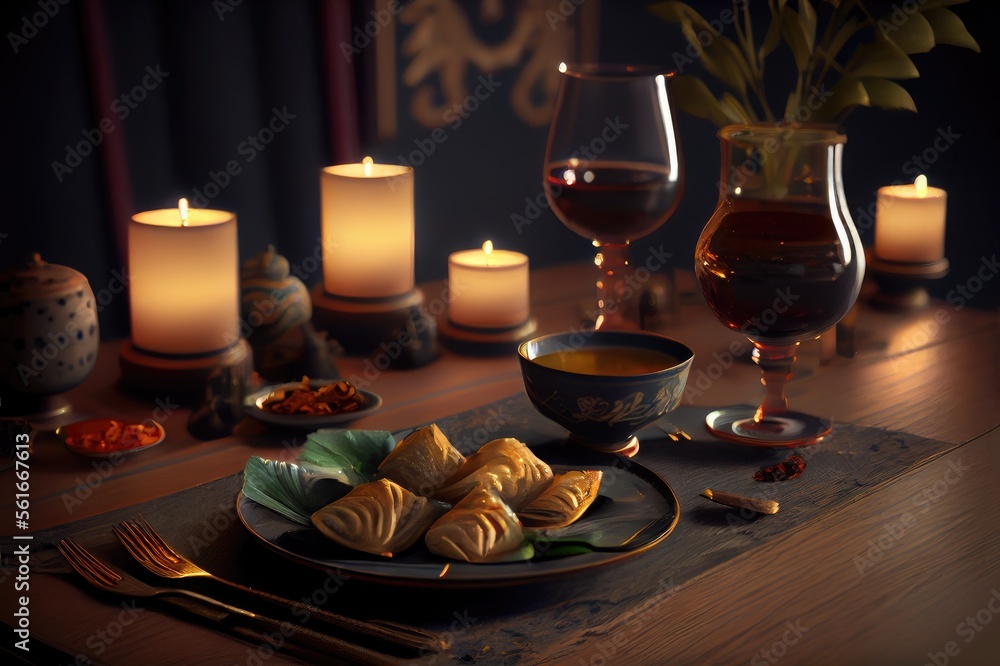 Lunar Chinese New Year Dinner Noodles Fish Dumplings Steamed Buns Hot Pot Feast Celebration Background Image Lunar Chinese New Year Dinner Noodles Fish Dumplings Steamed Buns Hot Pot Feast Celebration Background Image