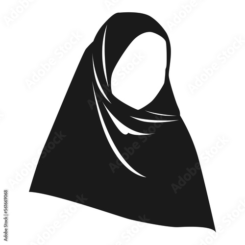 female hijab silhouette. hijab logo icon. front look. concept of women, clothing, muslim, ramadan, fashion, etc. flat vector.