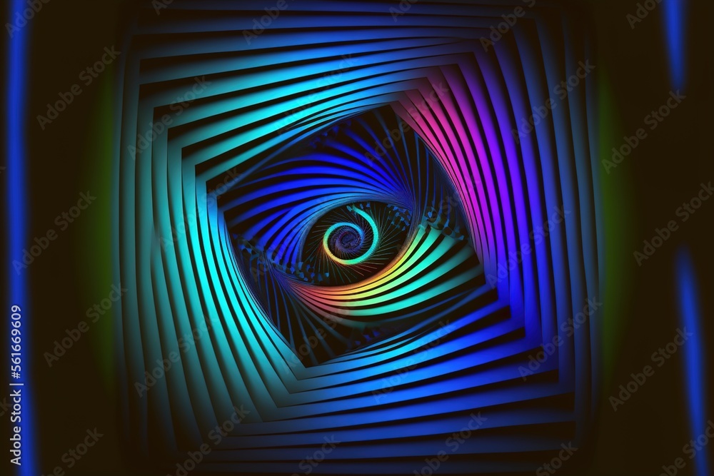 Naklejka premium fibonacci rectangle spiral, paradox, depth, angle, luminous created with generative ai technology