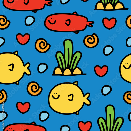 Fish character cartoon pattern illustration design