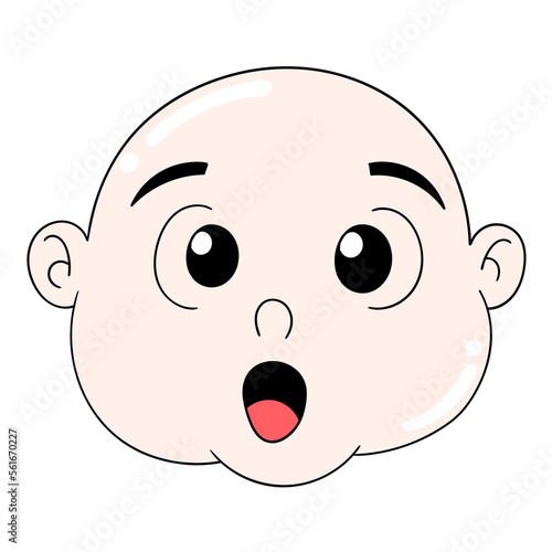 emoticon baby boy head being surprised gape open mouth