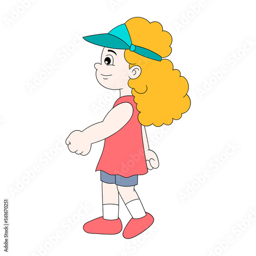 girl is exercising her morning walk happily