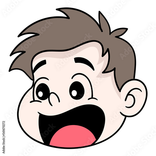 male head emoticon opening mouth in surprise