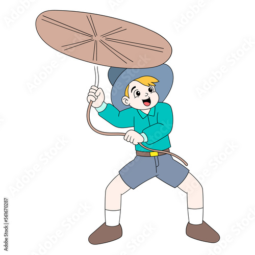 Cowboy is seriously practicing his lasso throwing