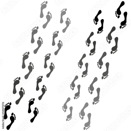 Human footprints. Cross symbol. Vector illustration.