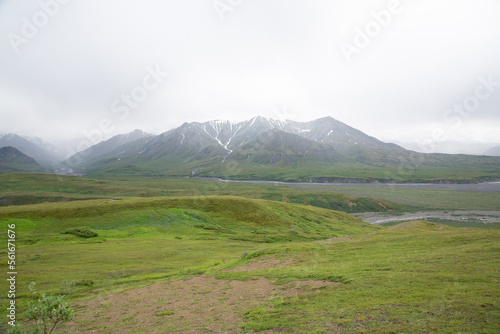 cloudy mountain scene in alaska 