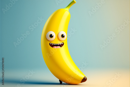 cute funny banana fruit character, AI generate