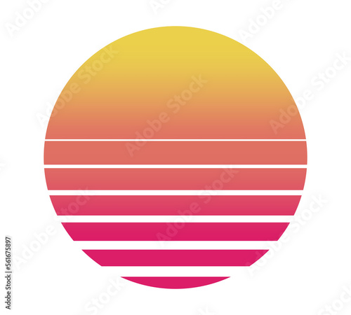 retro sun sunset retrowave from the 80s or 90s transparent PNG. For logo, icon, music and shirt
