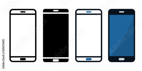 Mobile phone with blank screen. Flat style. vector illustration on white background