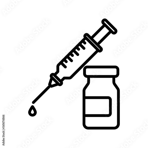 vector medical icon for pandemic vaccine ampoule and syringe. Image of covid-19 vaccine and syringe. Illustration of antiviral vaccine.