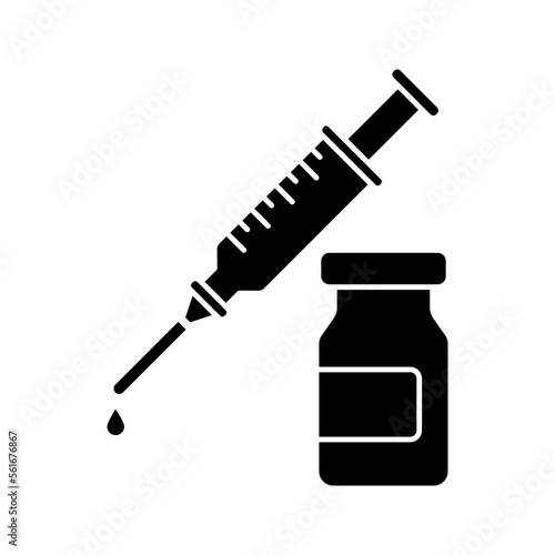 vector medical icon for pandemic vaccine ampoule and syringe. Image of covid-19 vaccine and syringe. Illustration of antiviral vaccine.