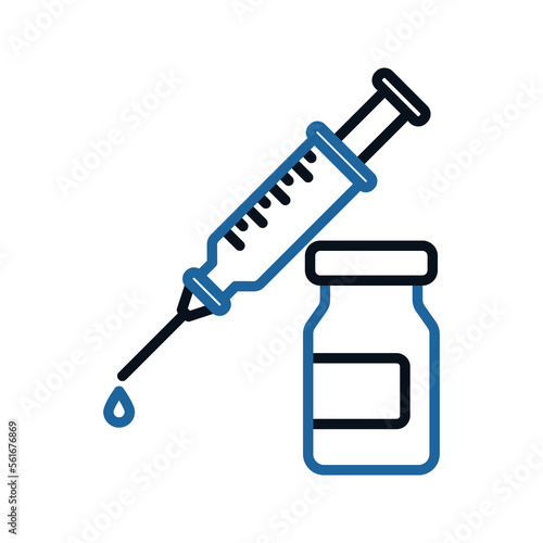 vector medical icon for pandemic vaccine ampoule and syringe. Image of covid-19 vaccine and syringe. Illustration of antiviral vaccine.