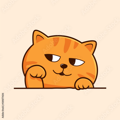 Striped Orange Cat Cartoon - ...Striped Orange Cat Cartoon - Cute Tabby Cat Waving Hand Pawns Vector