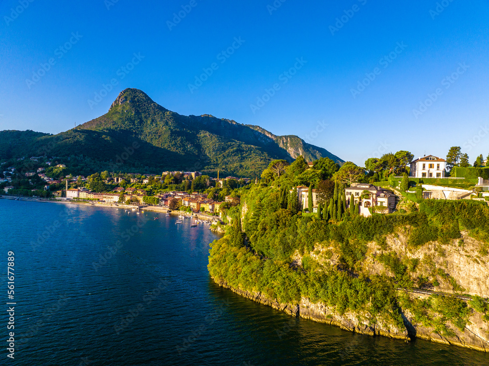 Fototapeta premium Aerial view of Malgrate Lecco in Lake Como, Italy