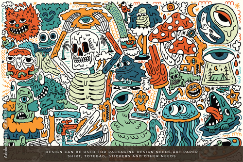 abstract doodle monster vector illustration design