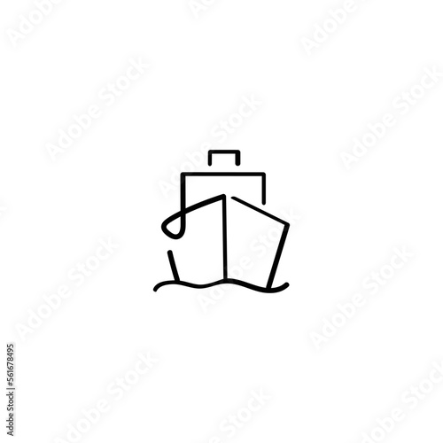 Ship Line Style Icon Design
