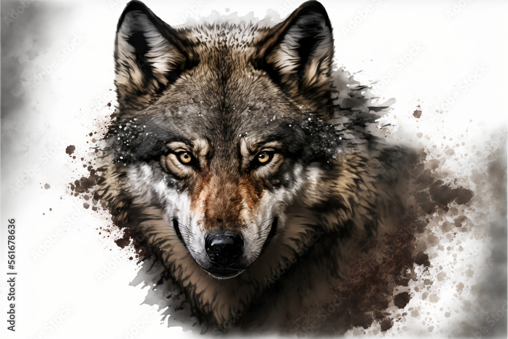 Fototapeta gray wolf portrait  design generative ai