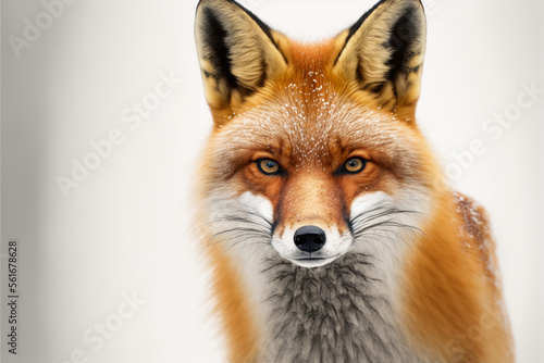 fox facing white background generative ai