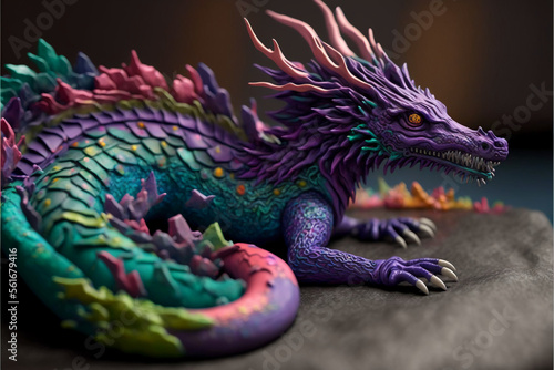 Plasticine dragon. AI generation