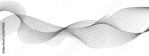 Abstract wavy blend line stripes on a white background isolated. Wave blend line art design and smooth curved background. Technology, data science, geometric border pattern and banner design