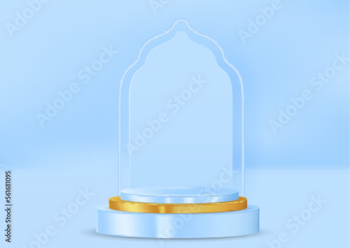 3d realistic render scene with product podium display Vector illustration