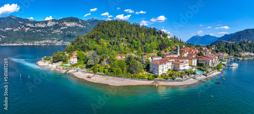 Fototapeta Naklejka Na Ścianę i Meble -  Aerial view of Bellagio village in Lake Como, in Italy.