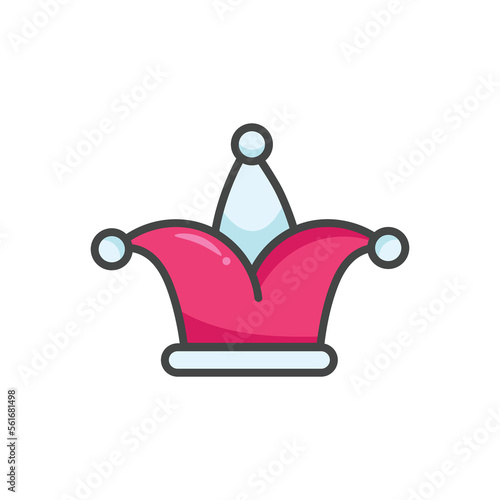 Clown Hat Icon. Joker Hat Logo. Vector Illustration. Isolated on White Background. Editable Stroke