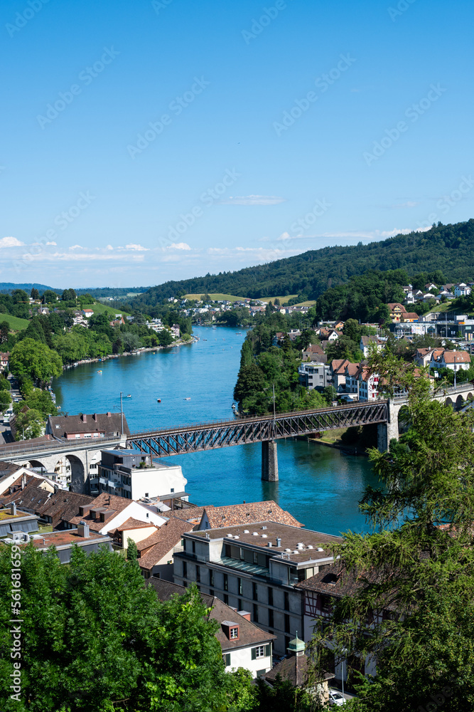 Fototapeta premium Beautiful view of the river rhine through Schaffhausen