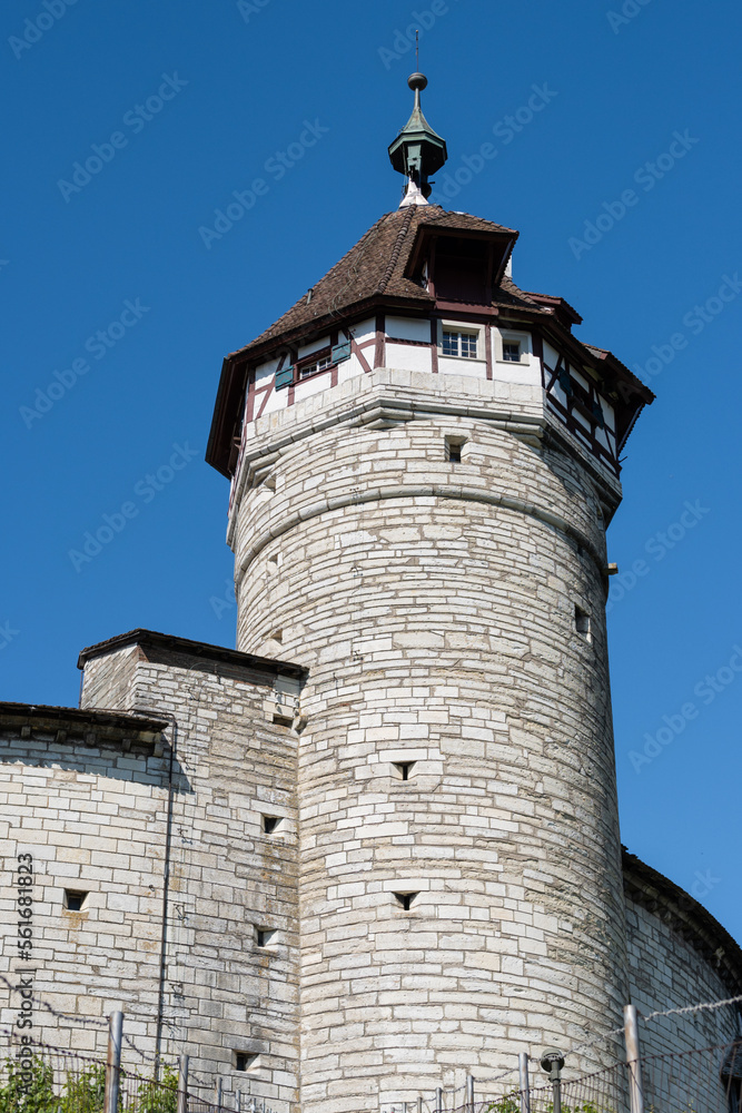 Tall Munot castle tower in Schaffhausen, Switzerland