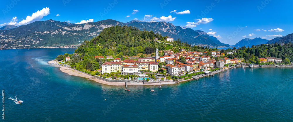 Aerial view of Bellagio village in Lake Como, in Italy.