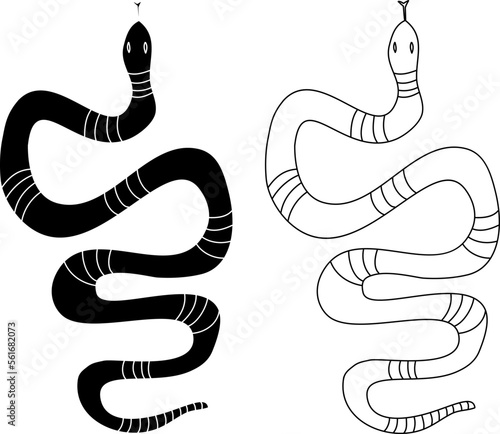 red snake vector.Lampropeltis triangulum vector.Sticker and hand drawn snake for tattoo.Red snake Reptile on white background. photo