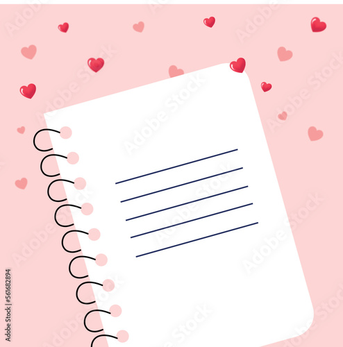 libreta con corazones