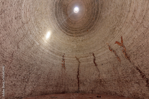Interior of empty brick kiln in Vinh Long in the Mekong Delta in Vietnam. Landscape format.