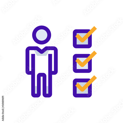 Candidate business people icon with purple and orange duotone style. People, job, human, recruitment, career, team, employee. Vector illustration