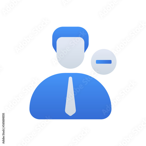 Team Reduction business people icon with blue duotone style. Person, dismissal, analysis, sustainable, layoffs, resources, renewable. Vector illustration