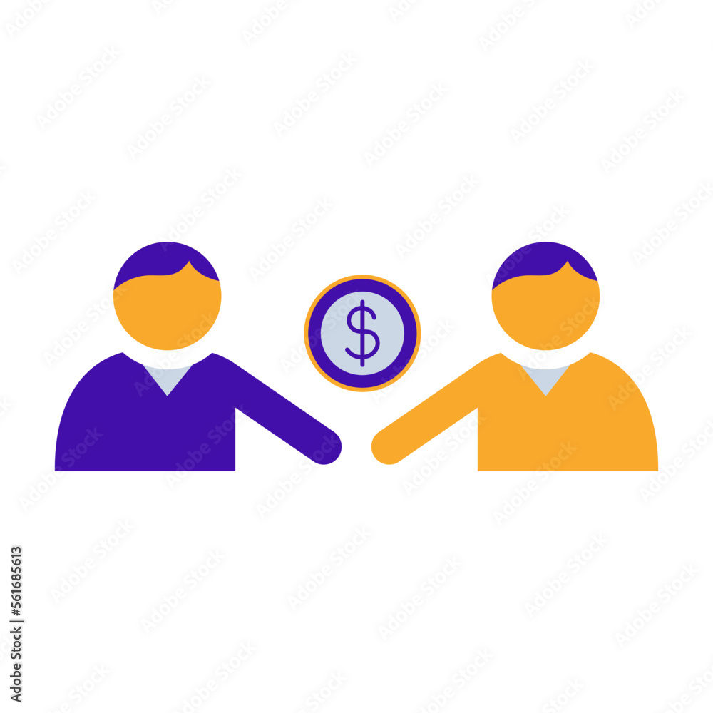 Idea sharing business people icon with orange purple outline style. business, communication, people, share, symbol, idea, concept. Vector Illustration Idea sharing business people icon with orange purple outline style. business, communication, people, share, symbol, idea, concept. Vector Illustration