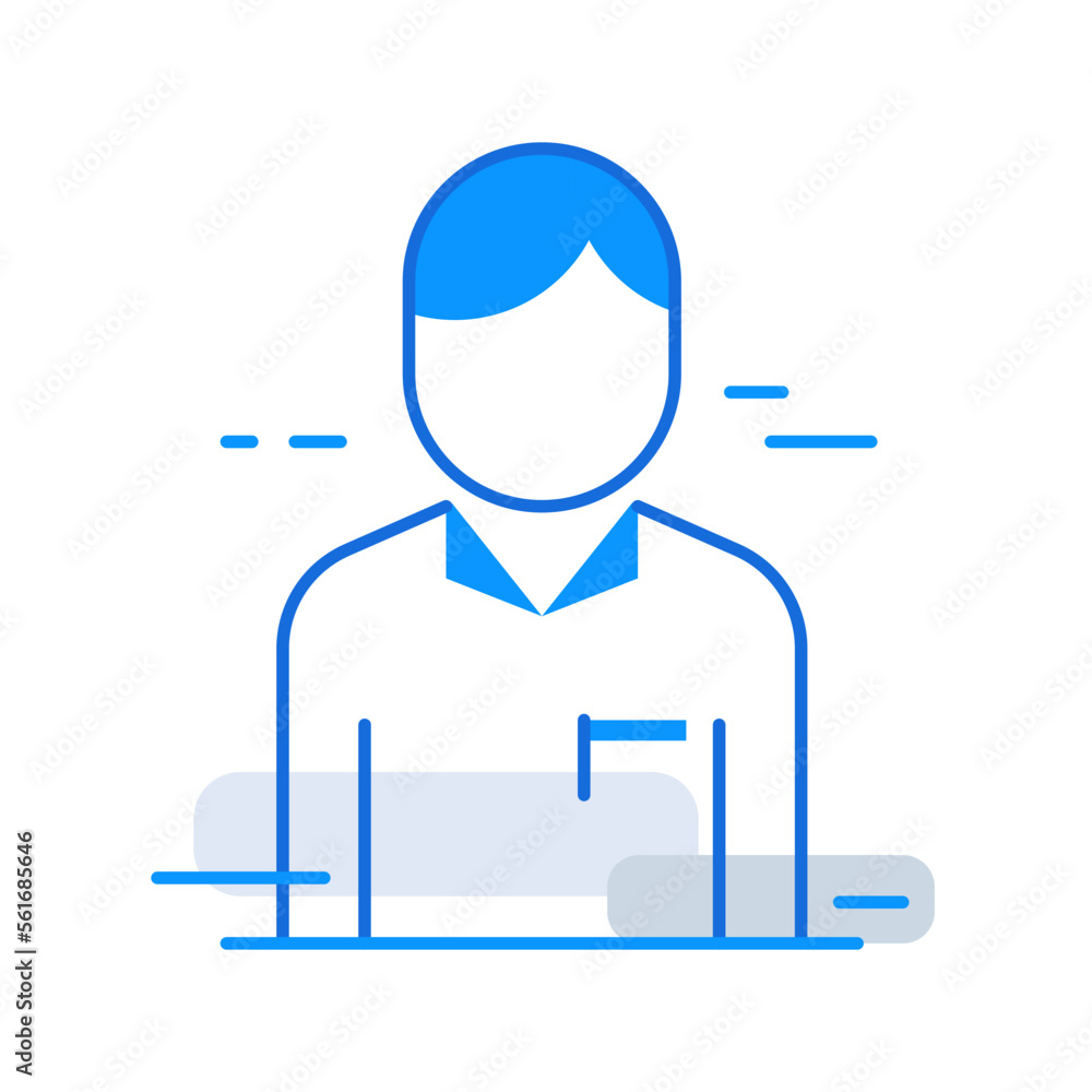 Employee business people icon with blue outline style. business, employee, team, people, teamwork, group, partnership. Vector Illustration